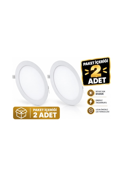 Ct-5169 Led Panel 18w Beyaz Işık 2 Adet Tatlı Beyaz