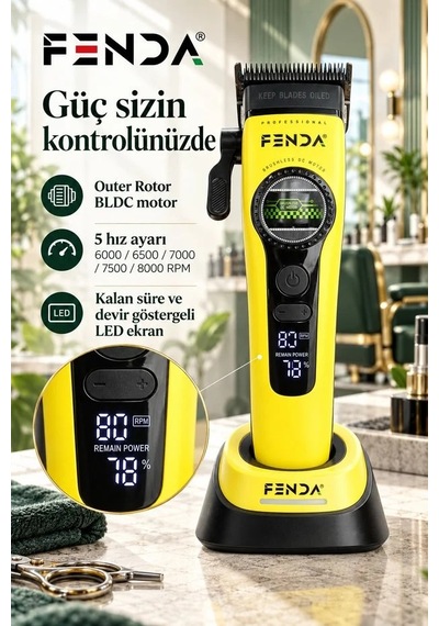 Fenda Profesyonel Saç Kesme Tıraş Makinesi Sarı Fnsacks0014