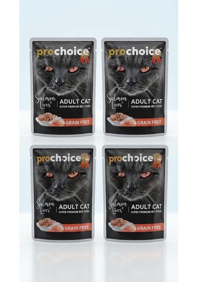 Somon Ve Ciğerli Tahılsız Yetişkin Kedi Puşet 85 Gr Yaş Mama 4 Adet