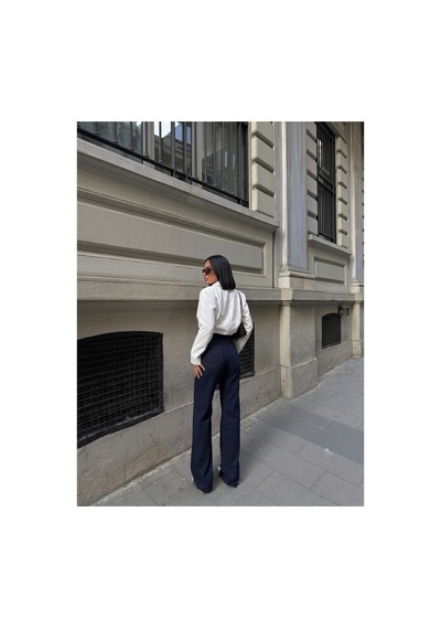 HLT Jeans Kadın Lacivert Wide Leg Yüksek Bel Likralı Jean Kot Pantolon Jessica-2041