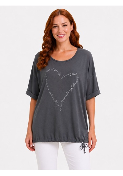 Neden Tekstil Kadın Oversize Gri T-shirt - Haki