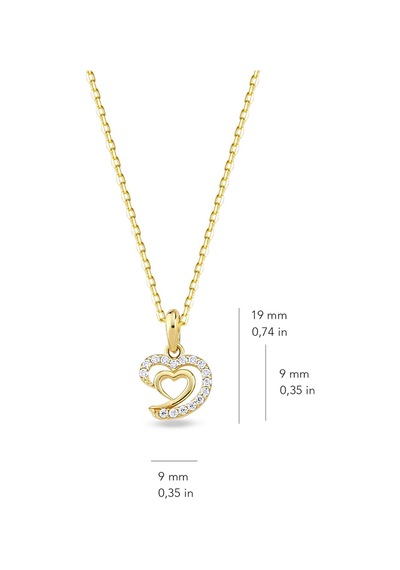 Goldkupe 14 Ayar Altın Taşlı Kalp Kolye 1.67 Gr-5495