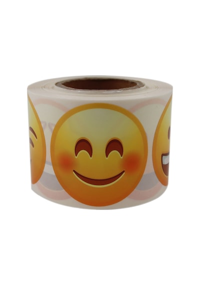 Pp Opak Emoji Etiketi 9 Farklı İfade 50mm Çap Ruloda 500 Adet