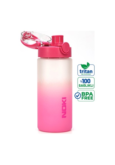 Su Matarası Tritan Geniş Ağız Su Şişesi Gradyan Spor Matarası Suluğu Bpasız 500 Ml Pembe 0109