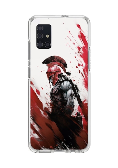 Samsung Galaxy A51 Uyumlu Şeffaf Kılıf Spartan 1 Tasarımlı