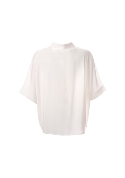 Canel Minimalist Oversize Kısa Kol Gömlek - Gömlek Yaka - Günlük Beyaz