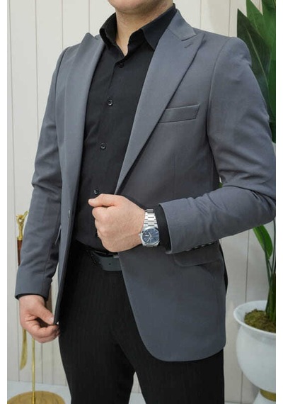 Bys Beystil Sivri Yaka Füme Ceket Petek04 - Slim Fit