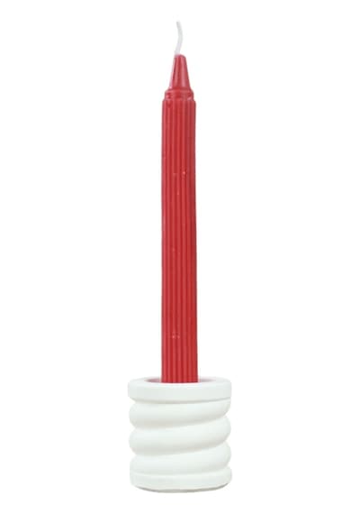 Mumluk Şamdan Tealight Ve İnce Mum Uyumlu Spiral Model - Beyaz