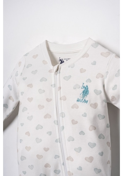 U.S. Polo Assn. Baskılı Kız Bebek Cute Hearts Beyaz Tulum Usb3202-c-v1 Usb3202-c-v1
