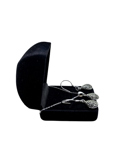Oya Silver Markazit Işıltılı Damla Gümüş Set&takım