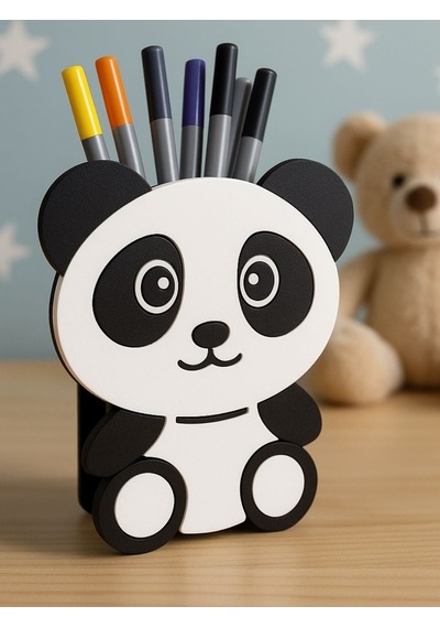 Sevimli Panda Tasarımlı Kalemlik Çok Renkli