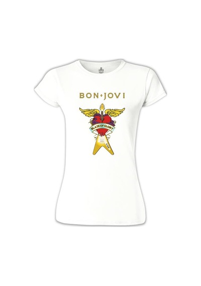 Bon Jovi - Guitar Beyaz Kadın Tshirt 001