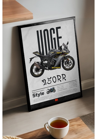 Voge 250 Rr Siyah Ahşap Çerçeveli Poster, Dekoratif Motosiklet Duvar Tablosu