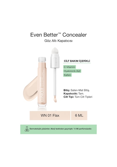 Cilt Bakım Içerikli Göz Altı Kapatıcısı - Even Better Concealer - Wn 01 Flax - 6ml Diğer