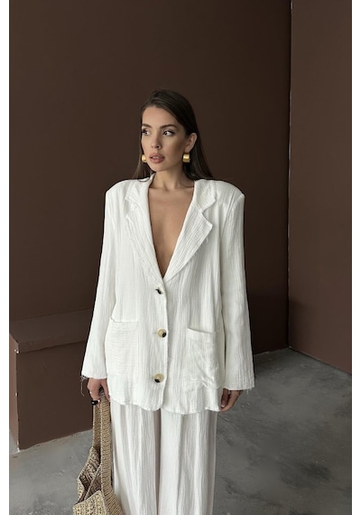 Soonaksesuar Beyaz Oversize Müslin Takım Beyaz Soonaksesuar Beyaz Oversize Müslin Takım Beyaz
