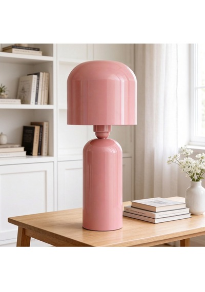 Penta Toz Pembe Gövde Toz Pembe Başlık Dekoratif Abajur
