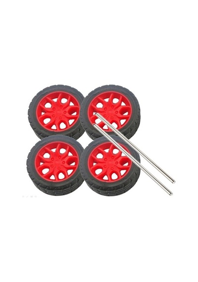 Ø30mm Çapında 8 Adet Kauçuk Tekerlek Ve 4 Adet Mil Seti