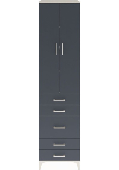 Hyperion Dolap 4 Raflı 5 Çekmeceli 2 Kapaklı 60x44x243 Aytaşı-antrasit Aytası