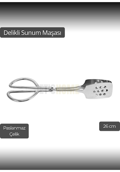 Salata Maşası Paslanmaz Çelik Maşa Delikli Barbekü Maşası 26 Cm