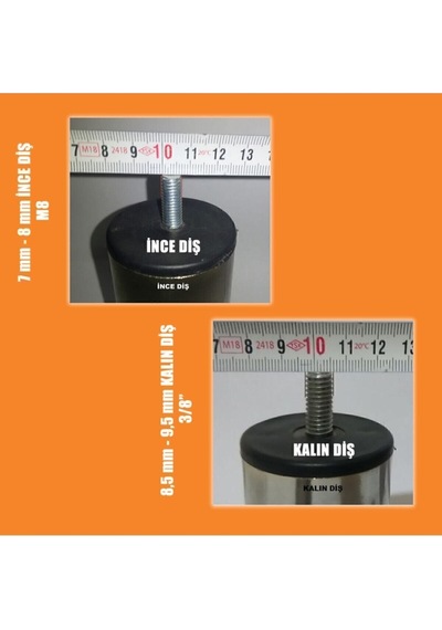 Baza Ayağı Krom Baza Yükseltme Ayağı 12 Cm 4 Adet Ince Diş Metalik 4'lü Baza Ayağı