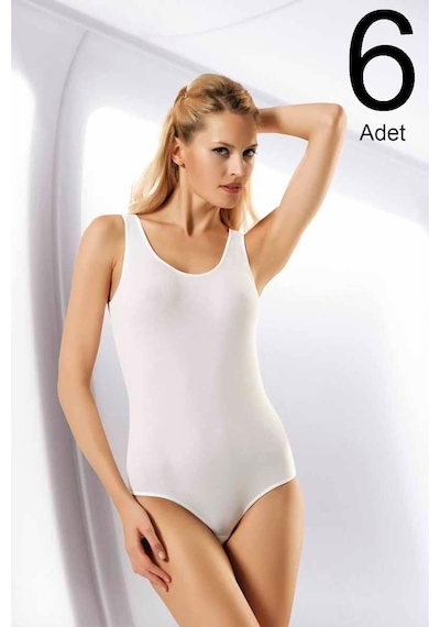 Namaldı 6'lı Paket Geniş Askılı Çıtçıtlı Body Beyaz
