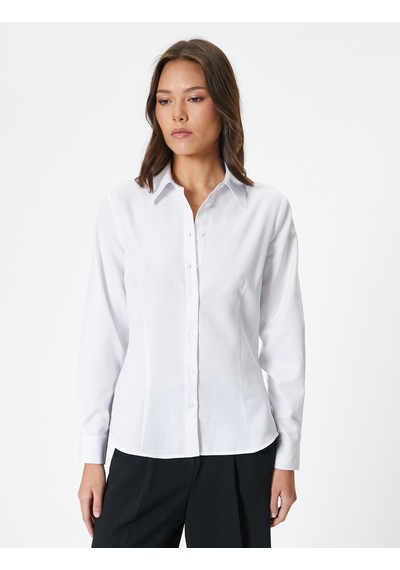 Koton Slim Fit Gömlek Uzun Kollu Düğmeli Beyaz 4sak60371uw Beyaz