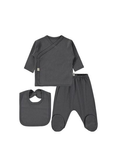 Civil Baby 3'lü Basic Zıbın Takımları - Gri Füme