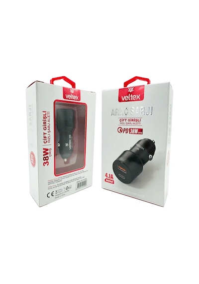 4.1a 38w Pd + Qc3.0 Usb Hızlı Araç Şarj Metal Başlığı Veltex Vtx-104