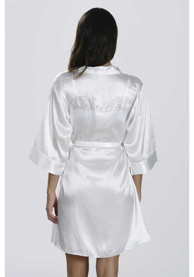 Nbb Kadın Ekru Bride Saten Sabahlık 001