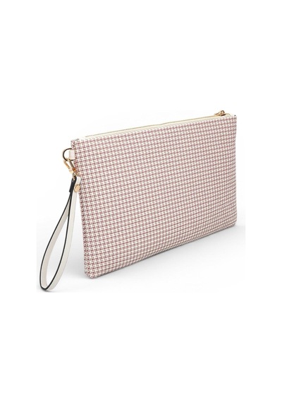 Silver Polo Bordo - Kemik Kaz Ayağı Ekose Kadın Portföy Ve Clutch El Çantası Sp1034