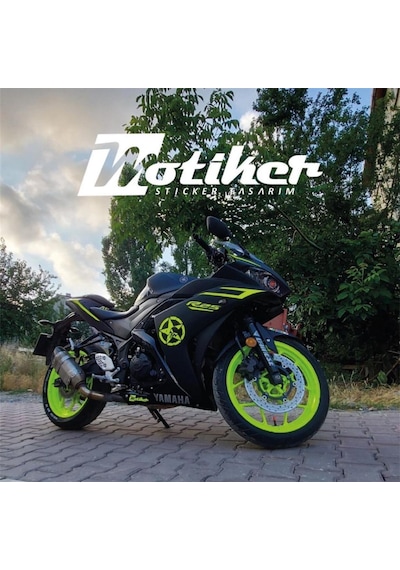 Yamaha YZF R25 Tasarım Neon Floresan Renk Sticker Etiket