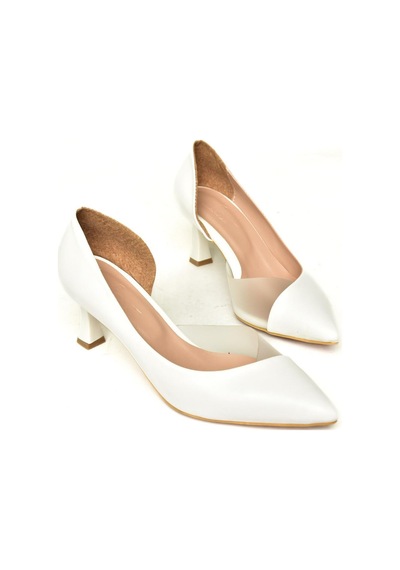 Fox Shoes U676035309 Beyaz Kalın Topuklu Kadın Ayakkabı Beyaz-suni Deri Çok Renkli