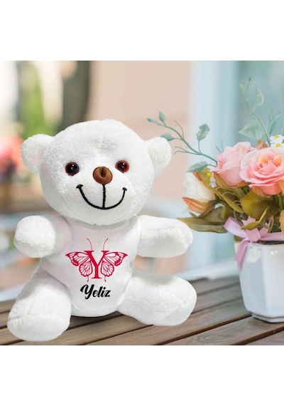 Kişiye Özel İsim Ve Harf Baskılı Peluş Beyaz Ayı Hk2446