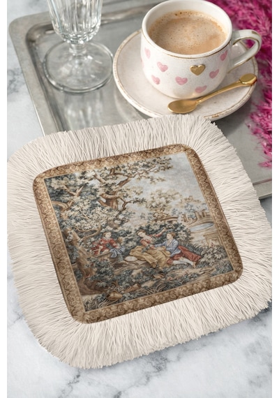 Zarif Klasik Saray Saçaklı Sunum Peçetesi - Vintage Nostaljik Bej Kahverengi Bardak Altlığı Mendil Pastel Kanyon Antrasit Zarif Klasik Saray Saçaklı Sunum Peçetesi - Vintage Nostaljik Bej Kahverengi Bardak Altlığı Mendil Pastel Kanyon Antrasit
