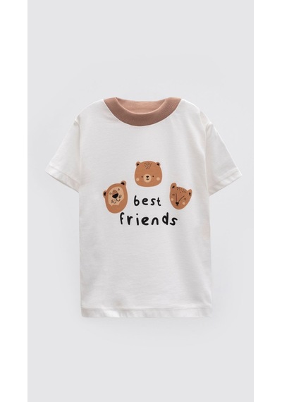 Aden Kids Unisex Bebek Ve Çocuk Ayıcık Desenli Yazlık Pijama Takımı - Best Friends 0-4 Yaş Kahverengi
