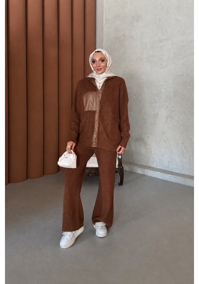 Riella Butik Selora Tesettür Takım Kahverengi