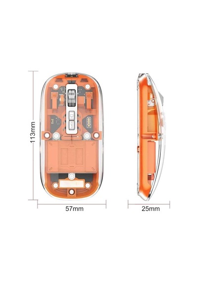 Mouse Fare Kablosuz Mouse Fare Şarjlı Bluetooth Sessiz 5 Tuşlu Şeffaf - Lisinya Diğer