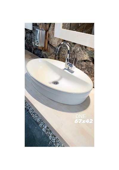 Cerastyle One 67 X 42 Cm Tezgah Üstü Çanak Lavabo Ekru