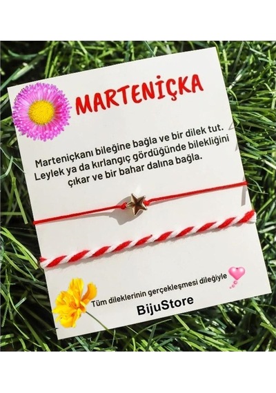 Bijustore Marteniçka Gold Renk Yıldız Kadın & Erkek Ikili Dilek & Şans Bileklik Çok Renkli