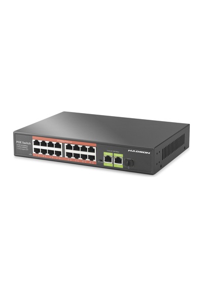 Hadron Hdx1442 Aı Poe Switch 16 Port 2 Uplink 1 Sfp Gigabit 210w Siyah