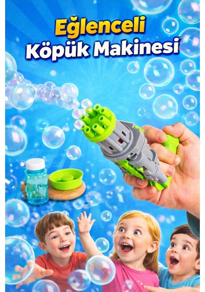 Gri Pilli Köpüklü Oyuncak Baloncuk Köpük Balon Makinesi Tabancası 50 Ml Likit Köpük Gri