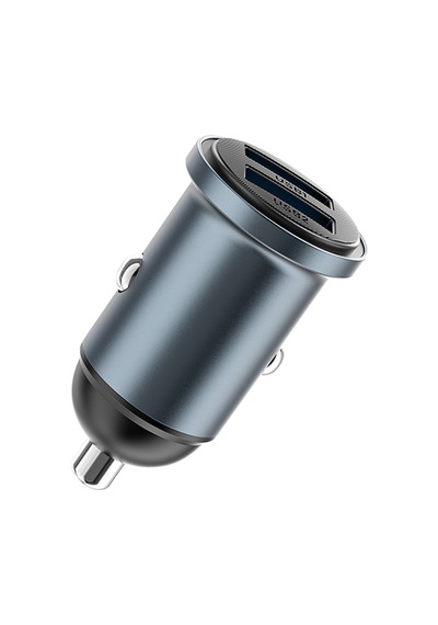 Wiwu Wi-cc031 Nano Lite Serisi Dual Usb-a Hızlı Şarj Özellikli Araç Şarj Aleti Pd 12w Gri