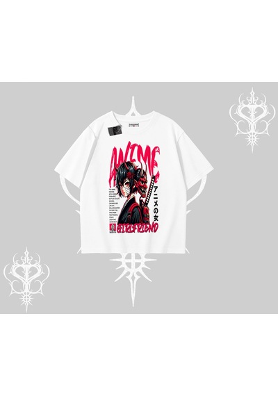 Tarzsokak Oversize Tshirt Anime Girlfriend Kırmızı Beyaz