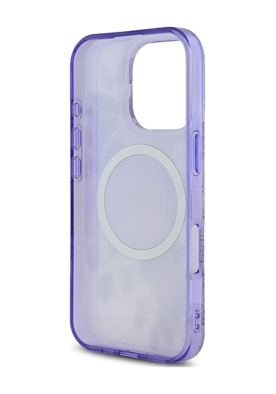 Apple iPhone 16 Pro Uyumlu Kılıf Guess Lisanslı Magsafe Şarj Özellikli Flower Tonal Circle Mor