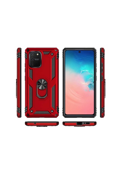 Samsung Galaxy Uyumlu S 10 Lite Kılıf Sert Silikon Yüzüklü Stand Özellikli Kapak