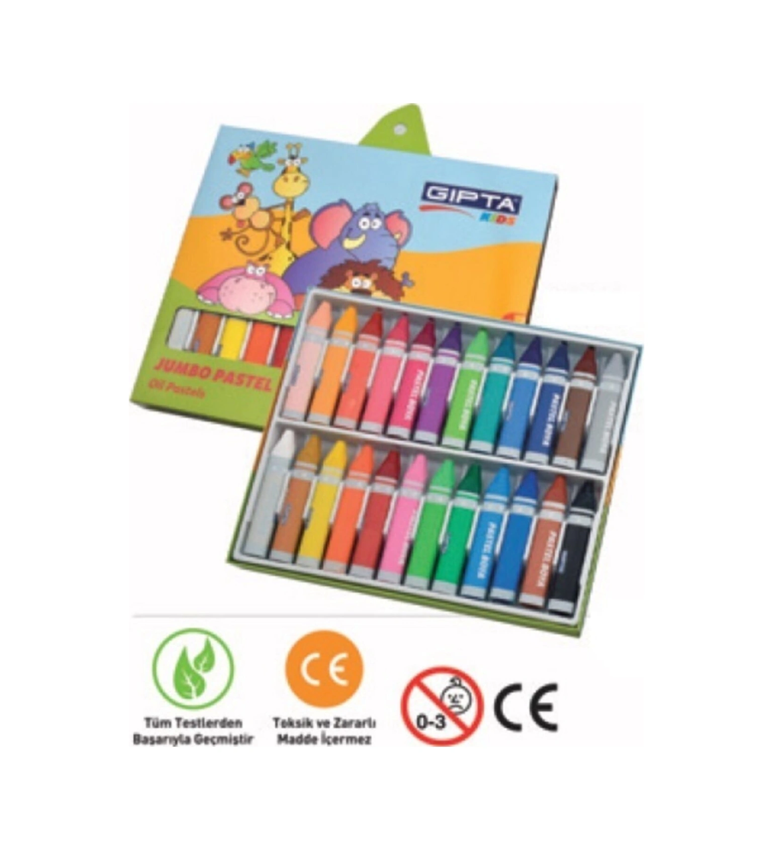 Pastel Boya Jumbo Yıkanabilir 14mm 24 Renk K3720 Karışık