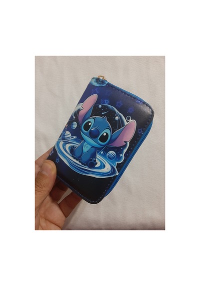 Owlbag Company Owl Bag Sevimli Yaratik Stitch Mavi Desenli Tasarım Suni Deri Cüzdan Çok Renkli