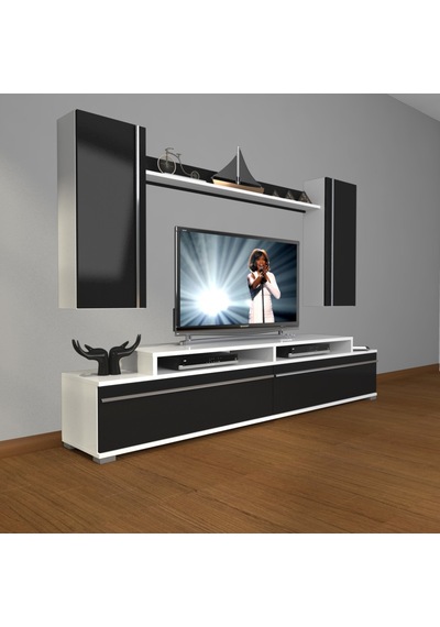 Decoraktiv Ekoflex 7 Mdf Tv Ünitesi Tv Sehpası Beyaz - Siyah