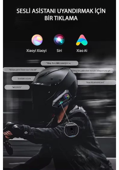 İntercom Y10 5.3 Bluetooth Motosiklet Kask Kulaklık İntercom Rgb Işıklı Su Geçirmez