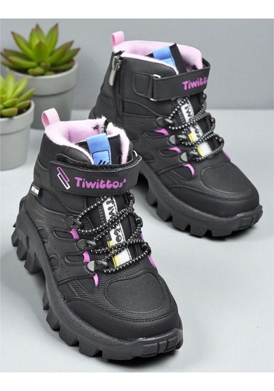 Twittoys 390u Ortopedik Taban Lastikli Cırtlı Kız Çocuk Bot Erkek Çocuk Bot Unisex Çocuk Bot Siyah-fuji